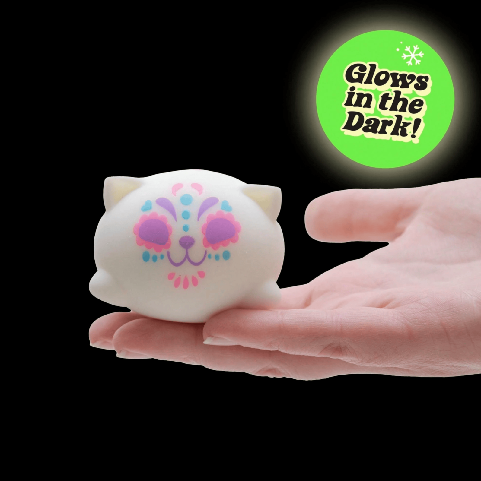 NeeDoh Nee Doh Sugar Skull Cats Stress Ball - Day Of The Dead Cat Squishy Fidget Toy, Slow Rebound Anxiety Relief Squeeze Toy For Kids & Adults, Assorted Designs