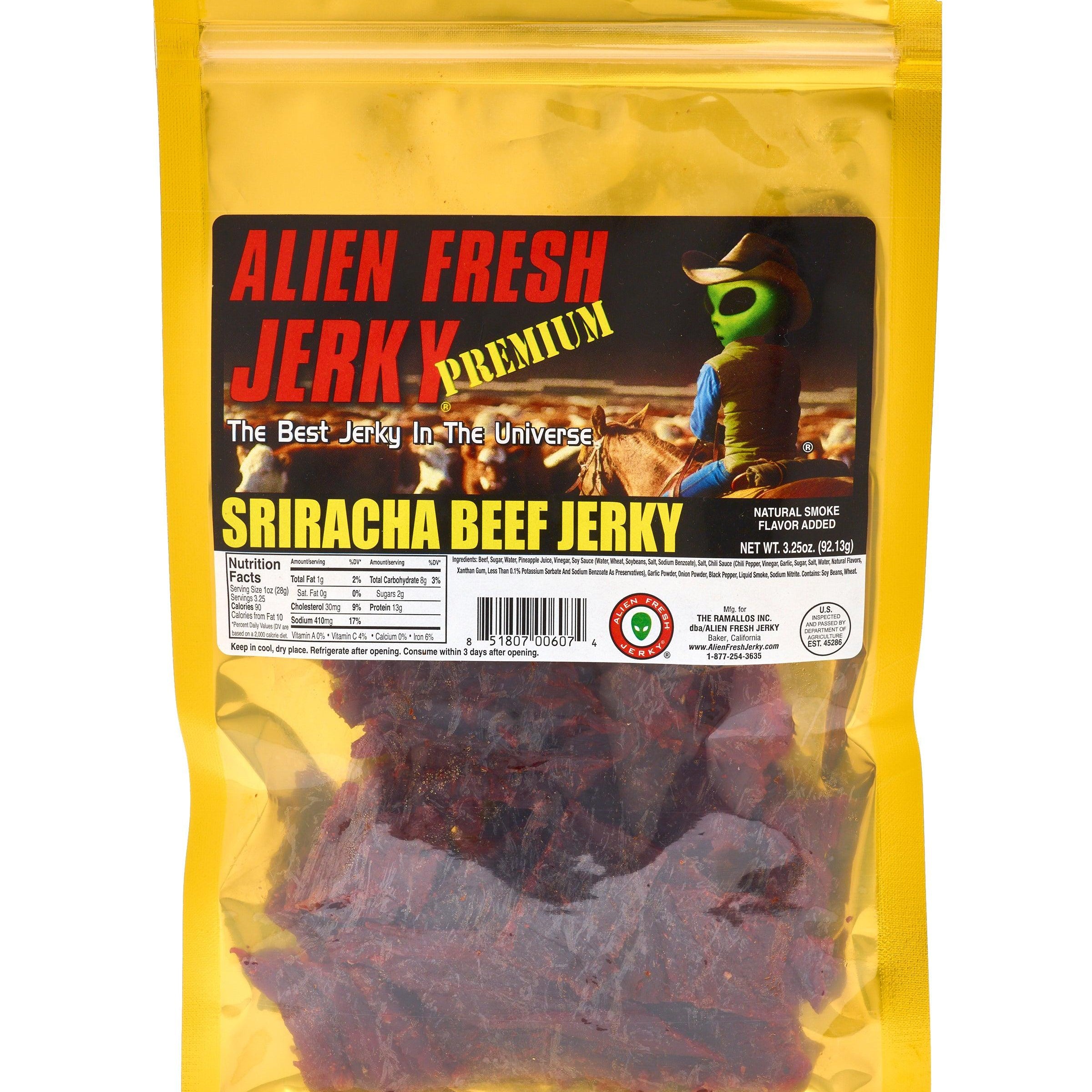 Alien Fresh Jerky Box of 25 | Sriracha Beef Jerky (3.25 oz)