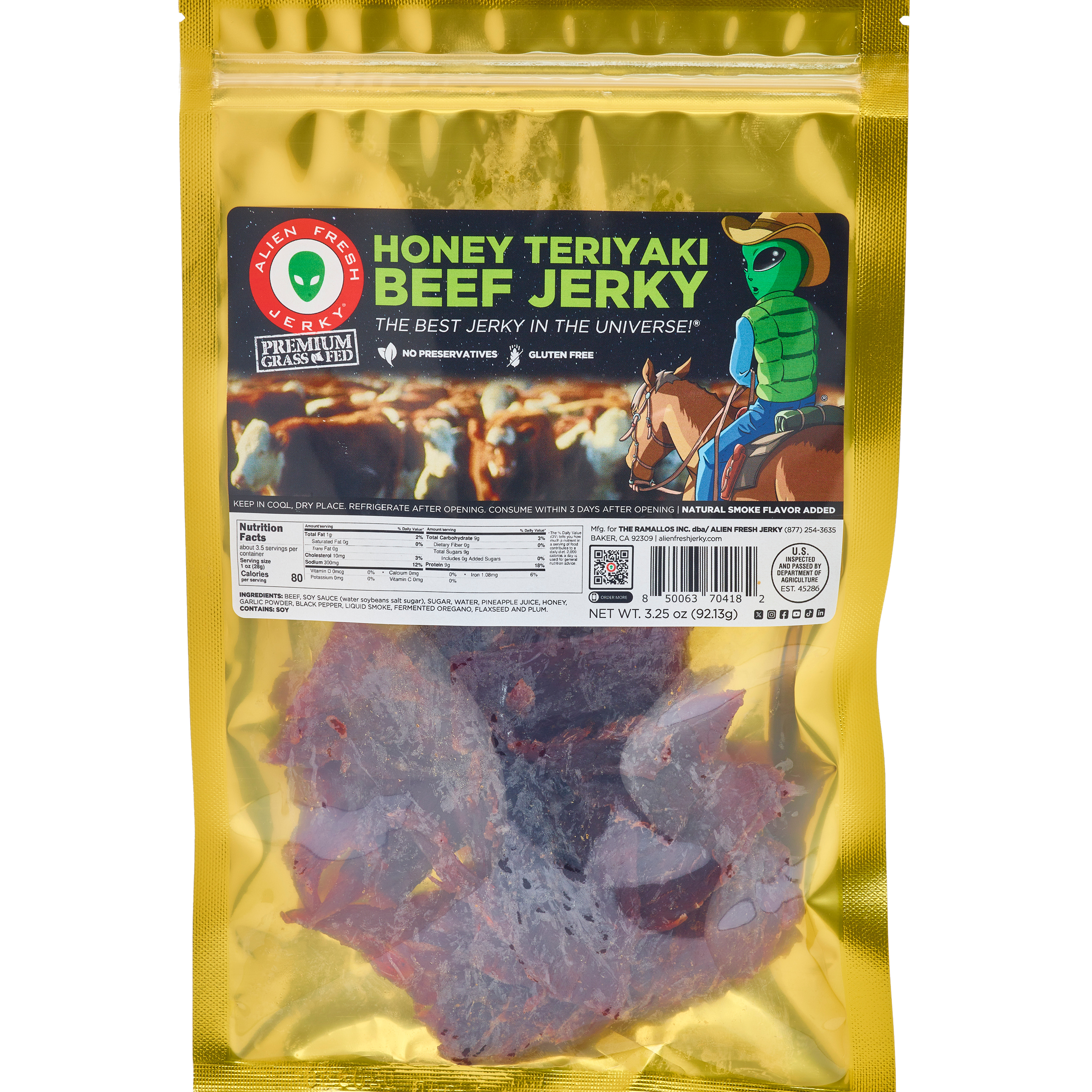 Grass-Fed Honey Teriyaki Beef Jerky