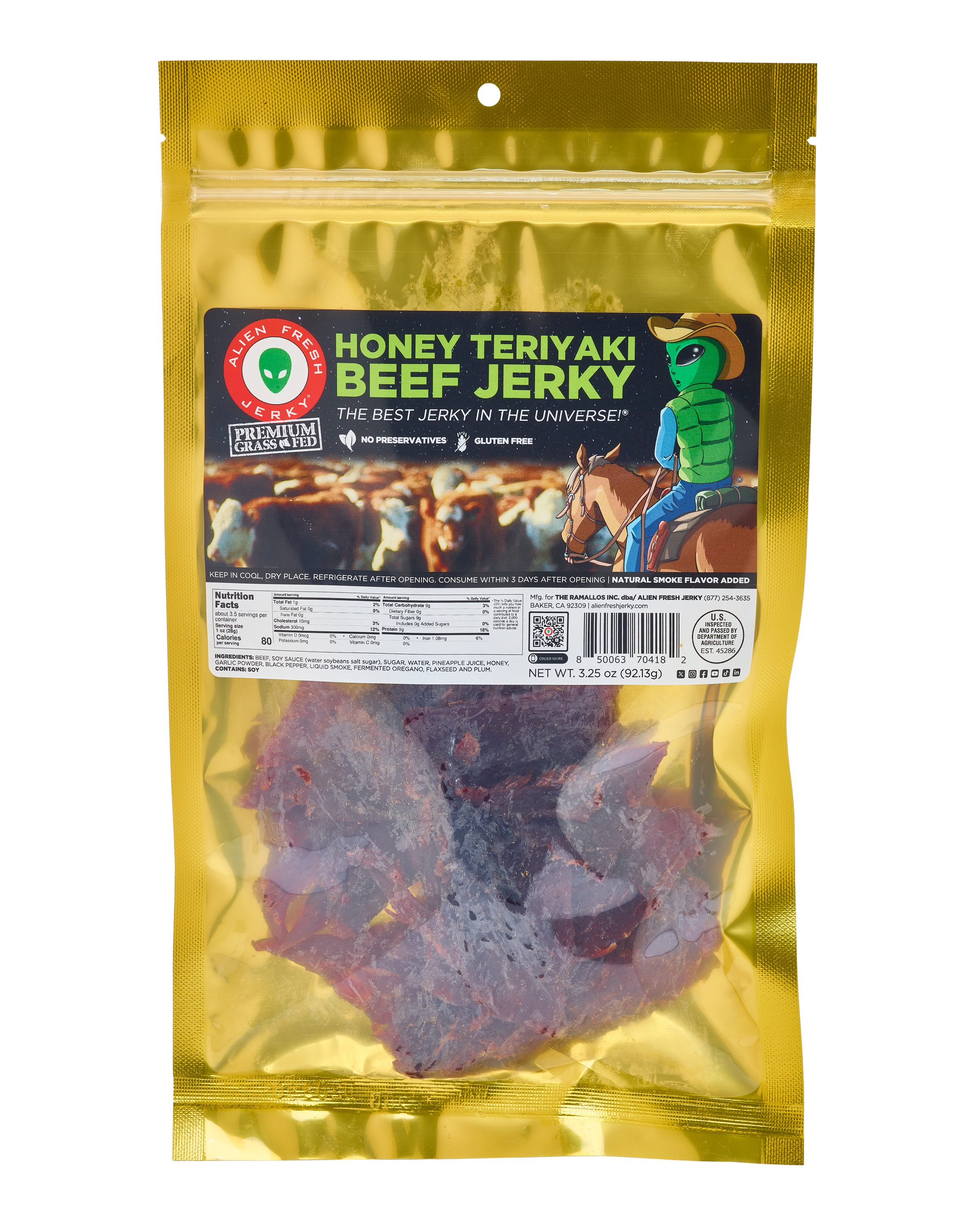 Grass-Fed Honey Teriyaki Beef Jerky